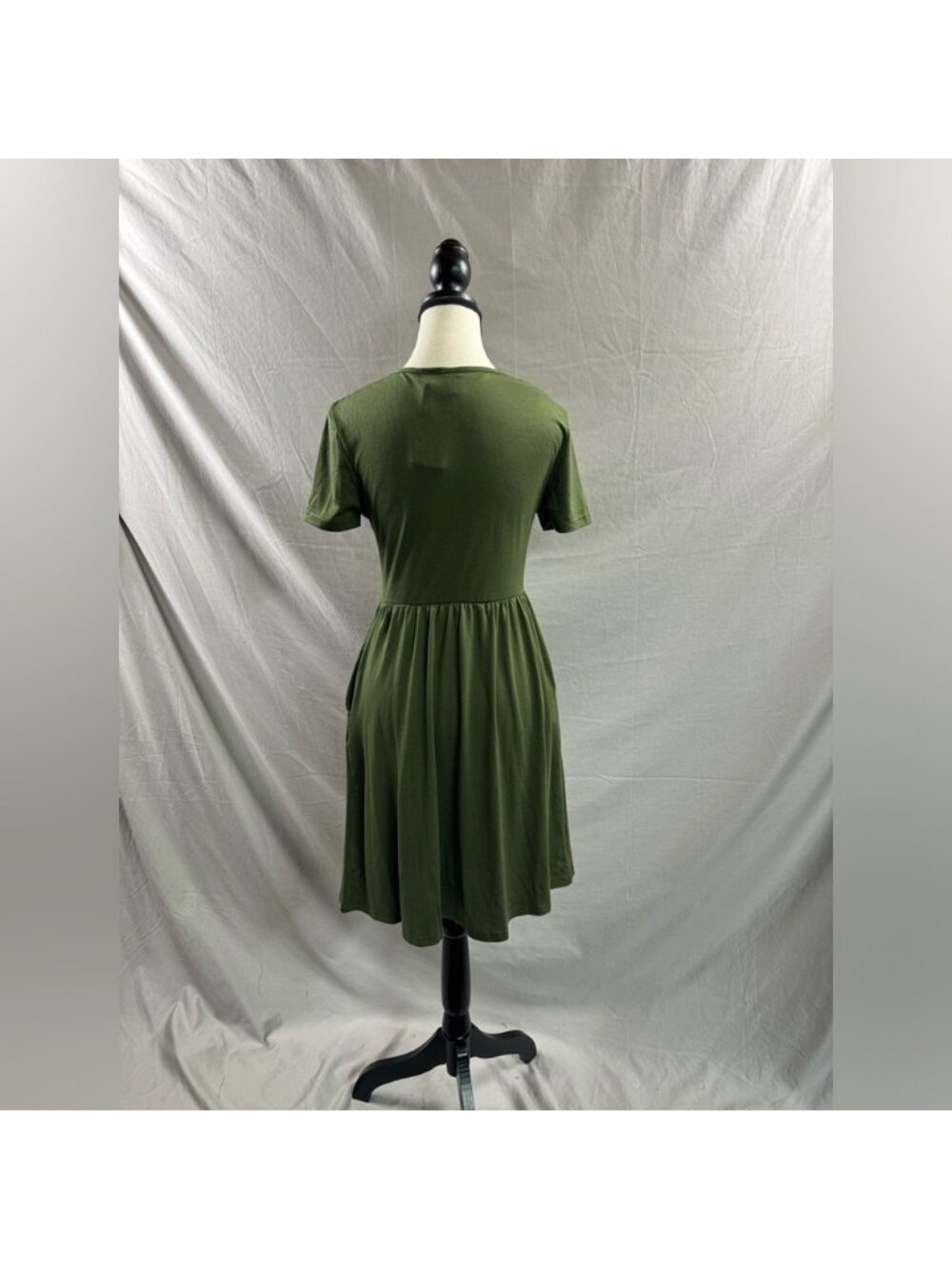 LAST ONE 🔥 Army Green A-Line Dress With Pockets - Picture 8 of 8